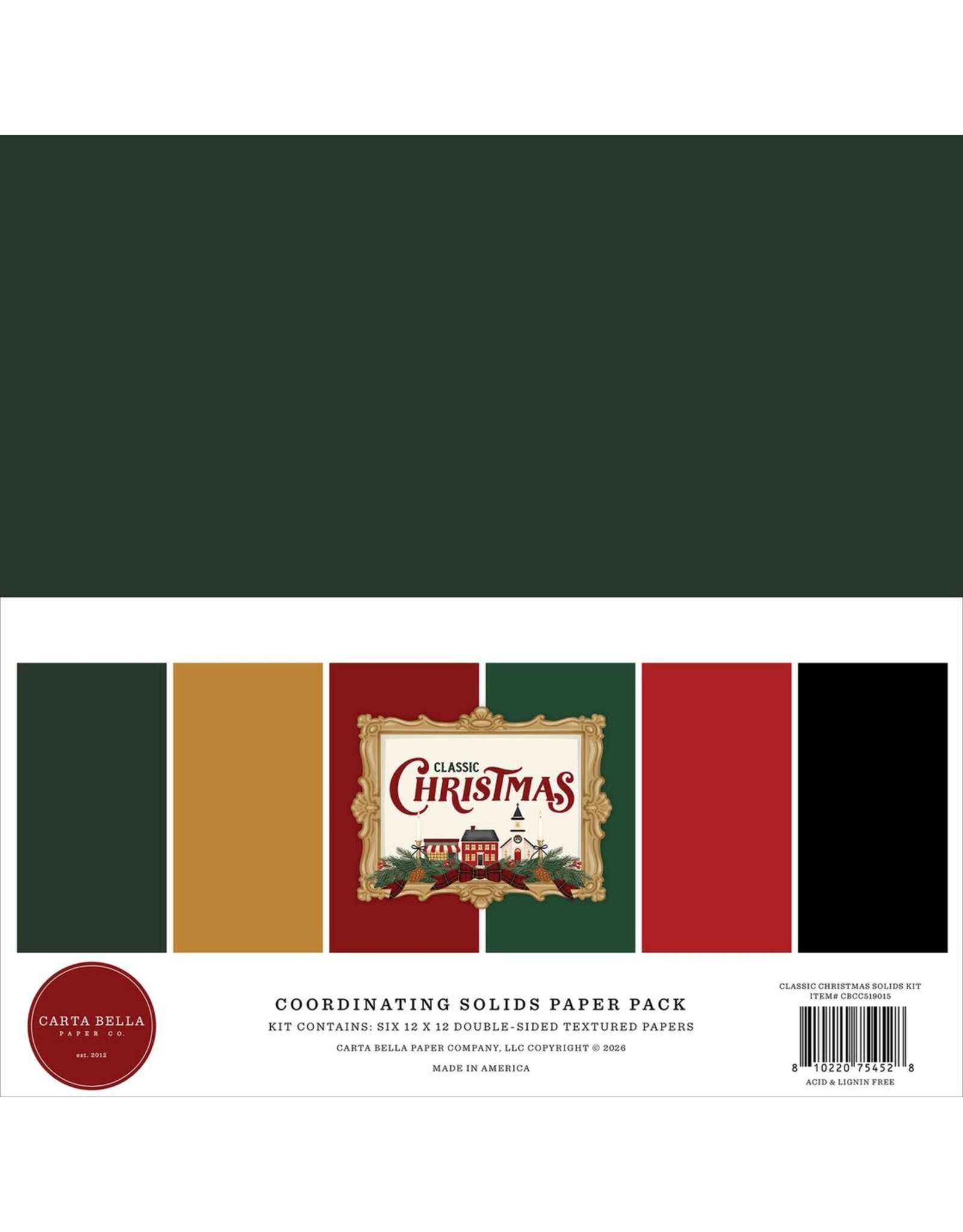 CARTA BELLA CARTA BELLA CLASSIC CHRISTMAS 12x12 SOLIDS COLLECTION KIT