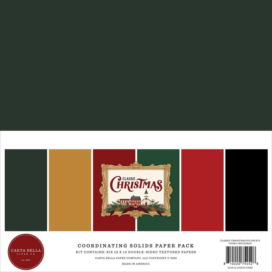 CARTA BELLA CARTA BELLA CLASSIC CHRISTMAS 12x12 SOLIDS COLLECTION KIT