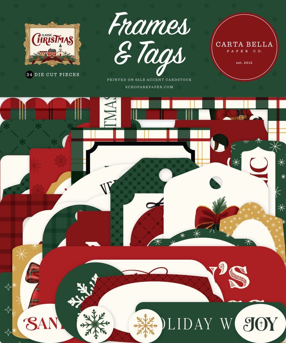 CARTA BELLA CARTA BELLA CLASSIC CHRISTMAS FRAMES & TAGS EPHEMERA DIE CUTS