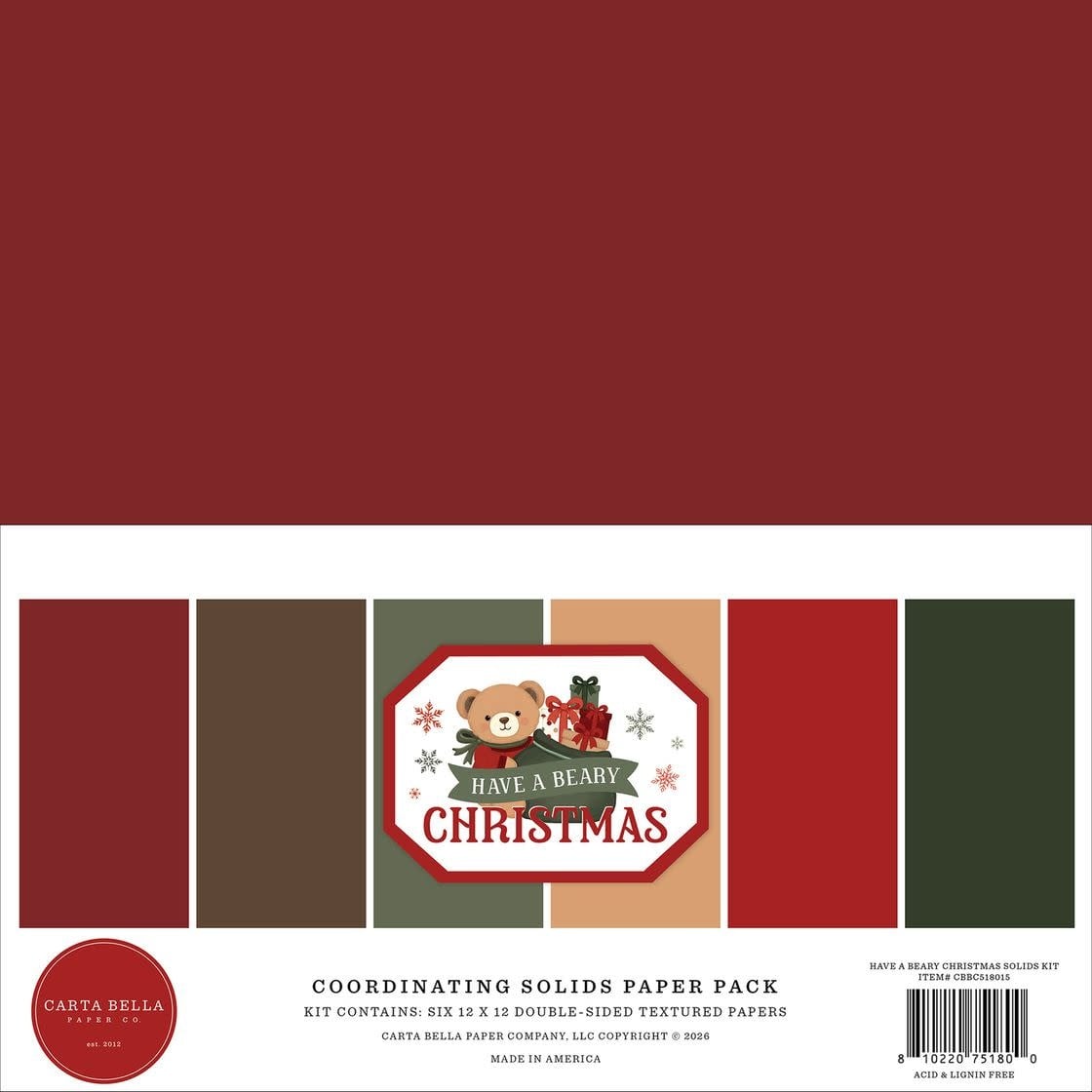 CARTA BELLA CARTA BELLA HAVE A BEARY CHRISTMAS 12x12 SOLIDS COLLECTION KIT