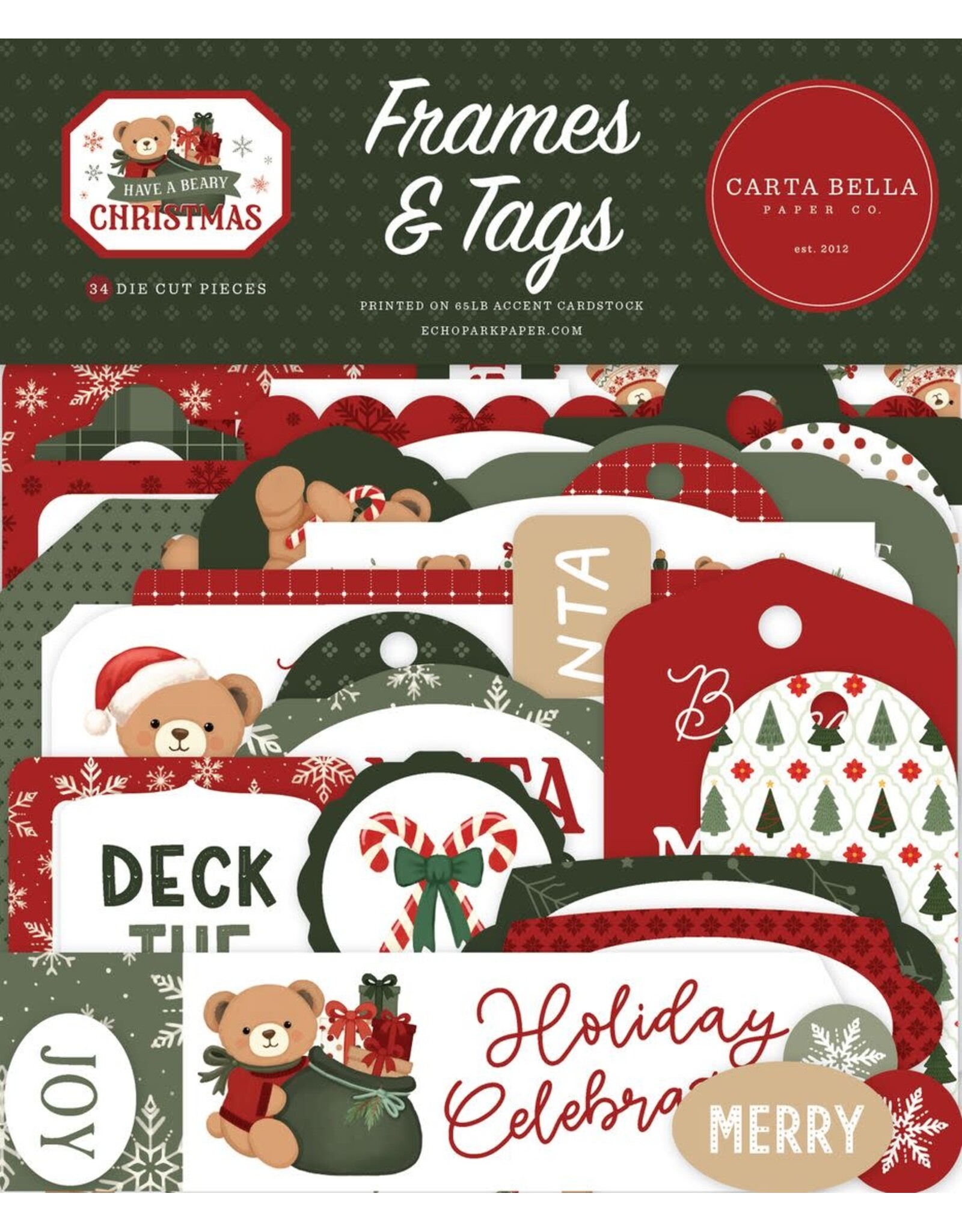 CARTA BELLA CARTA BELLA HAVE A BEARY CHRISTMAS FRAMES & TAGS EPHEMERA DIE CUTS