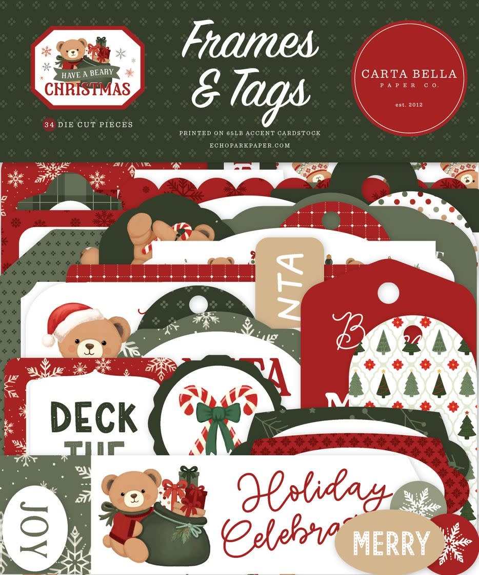 CARTA BELLA CARTA BELLA HAVE A BEARY CHRISTMAS FRAMES & TAGS EPHEMERA DIE CUTS