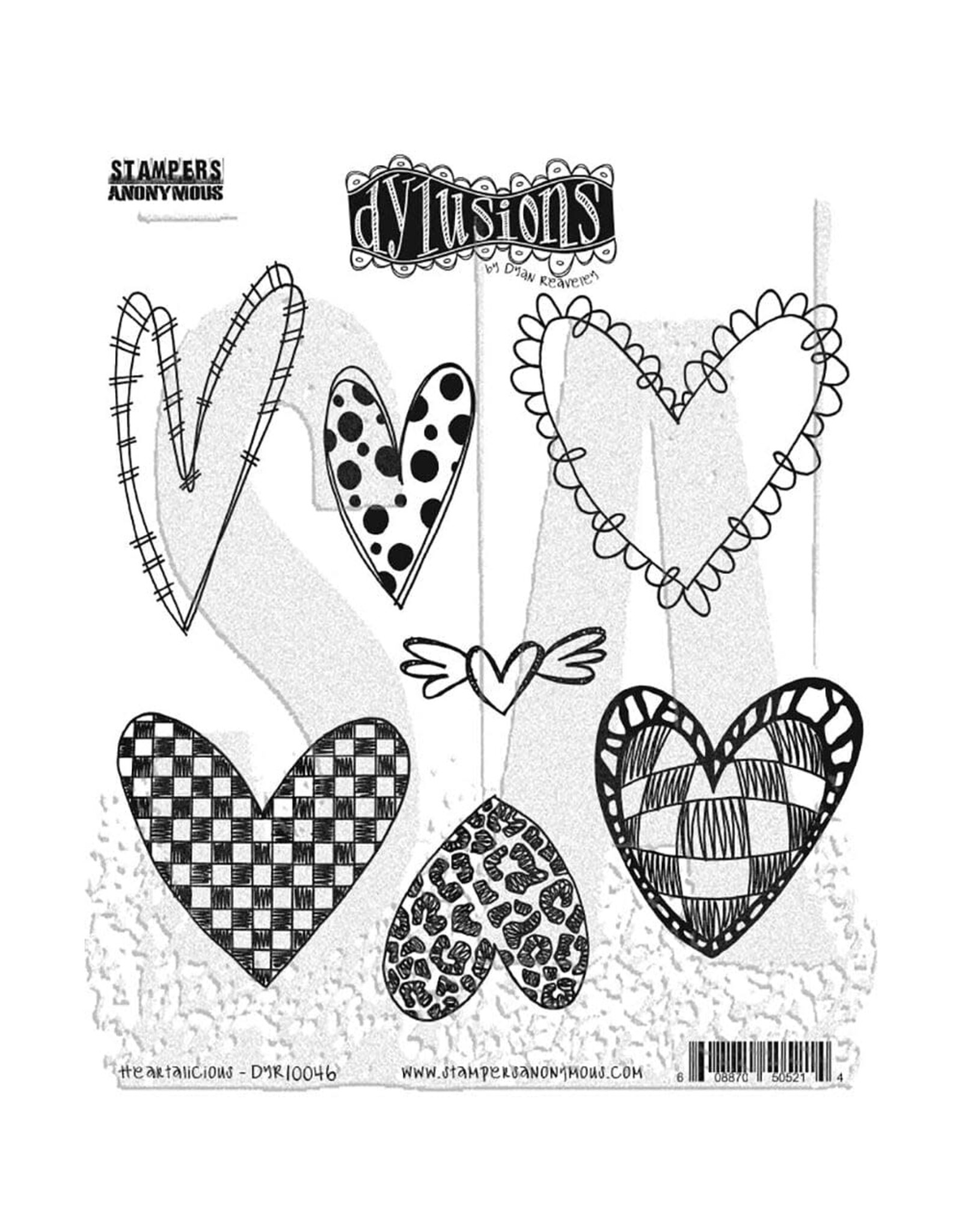 RANGER DYAN REAVELEY DYLUSIONS HEARTALICIOUS CLING STAMP SET