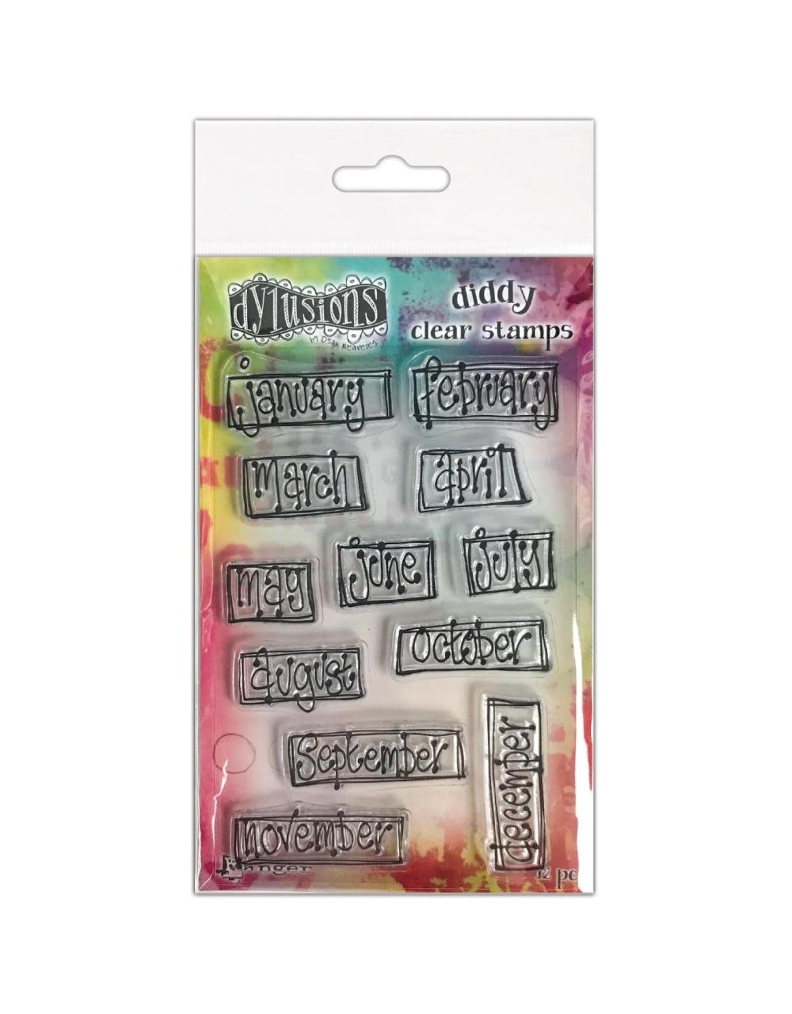 RANGER DYLUSIONS BOXED MONTHLY DIDDY CLEAR STAMP SET