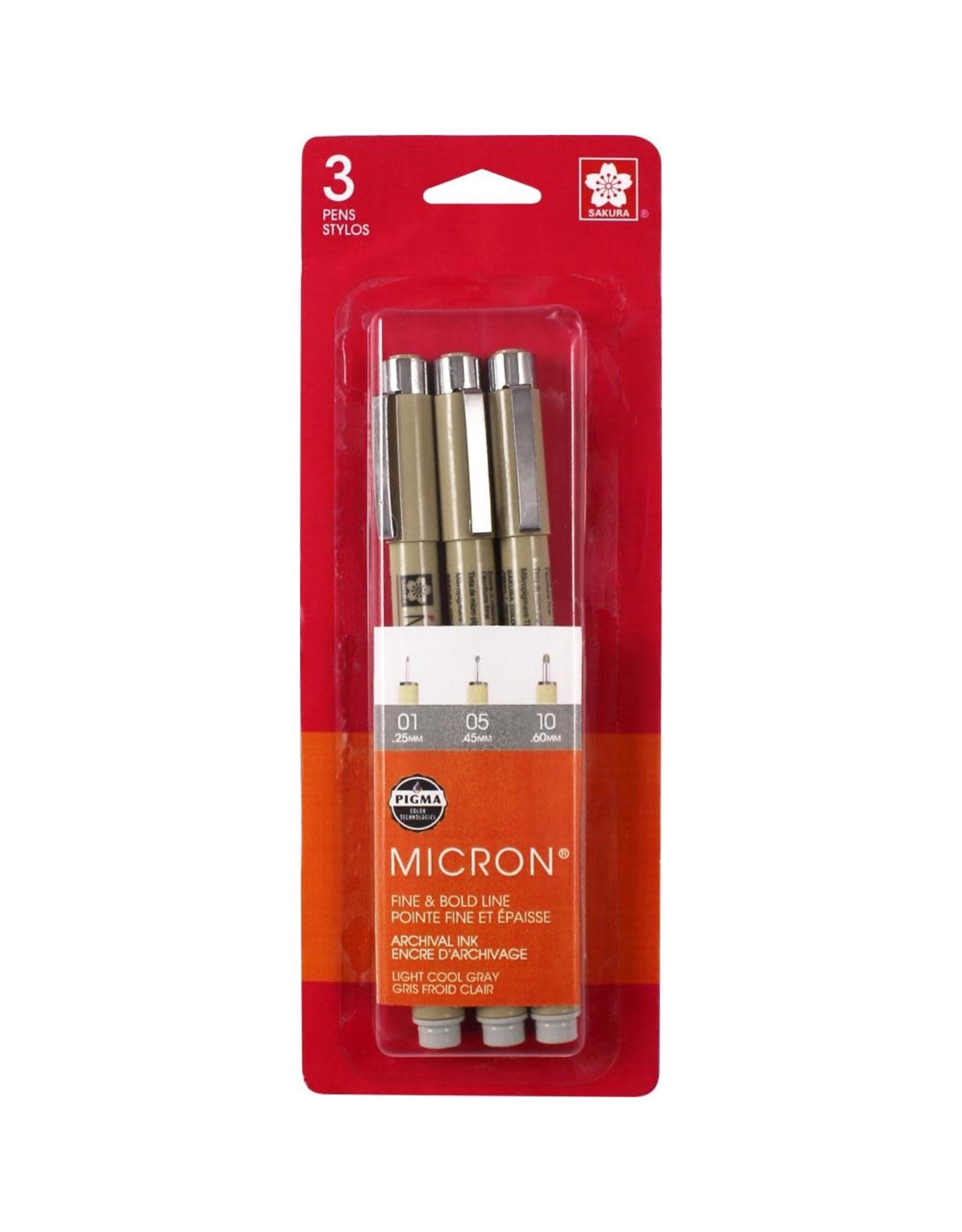 SAKURA SAKURA PIGMA MICRON LIGHT COOL GRAY PEN SET OF 3