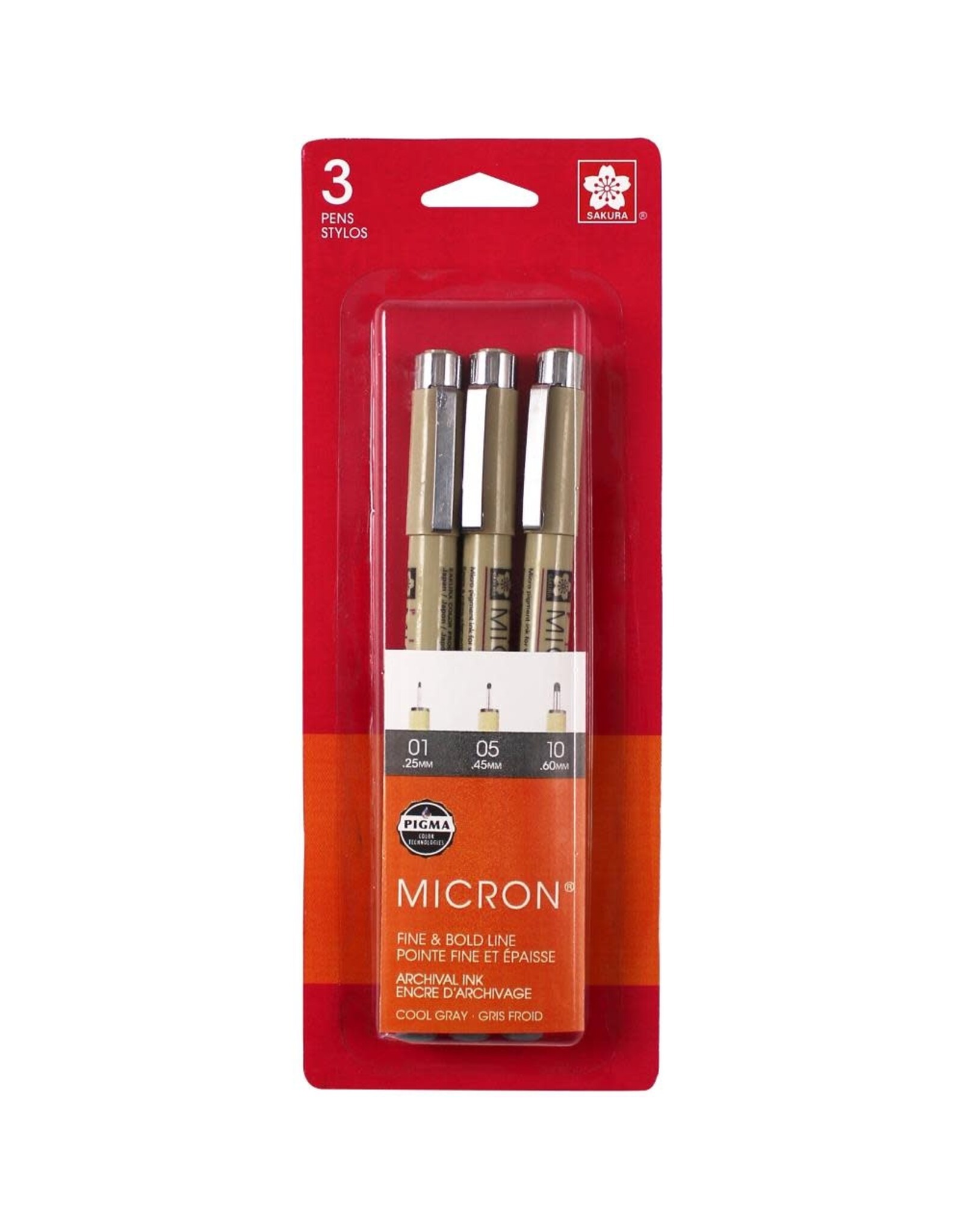 SAKURA SAKURA PIGMA MICRON COOL LIGHT GRAY PEN SET OF 3