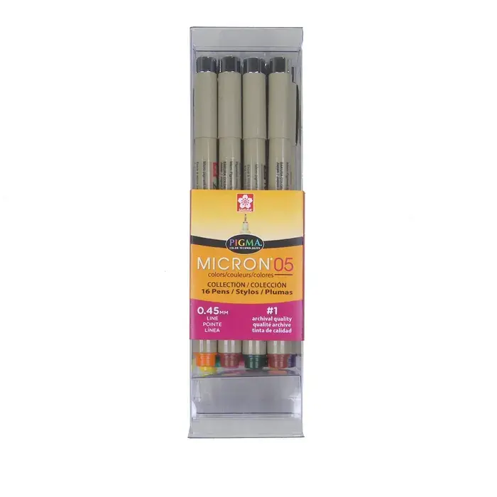 SAKURA SAKURA PIGMA MICRON 05 FINE TIP ASSORTED COLORS 16/PK