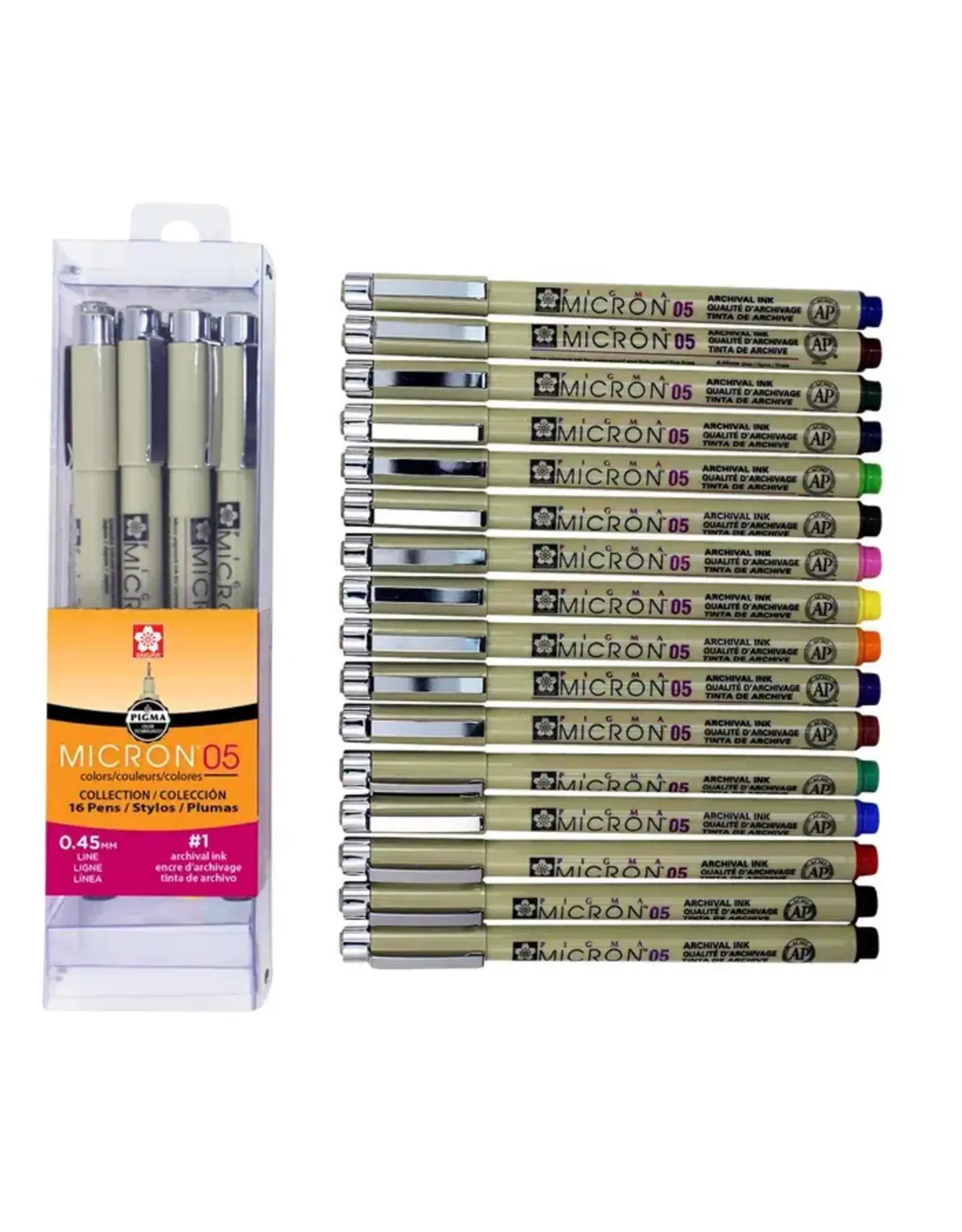 SAKURA SAKURA PIGMA MICRON 05 FINE TIP ASSORTED COLORS 16/PK