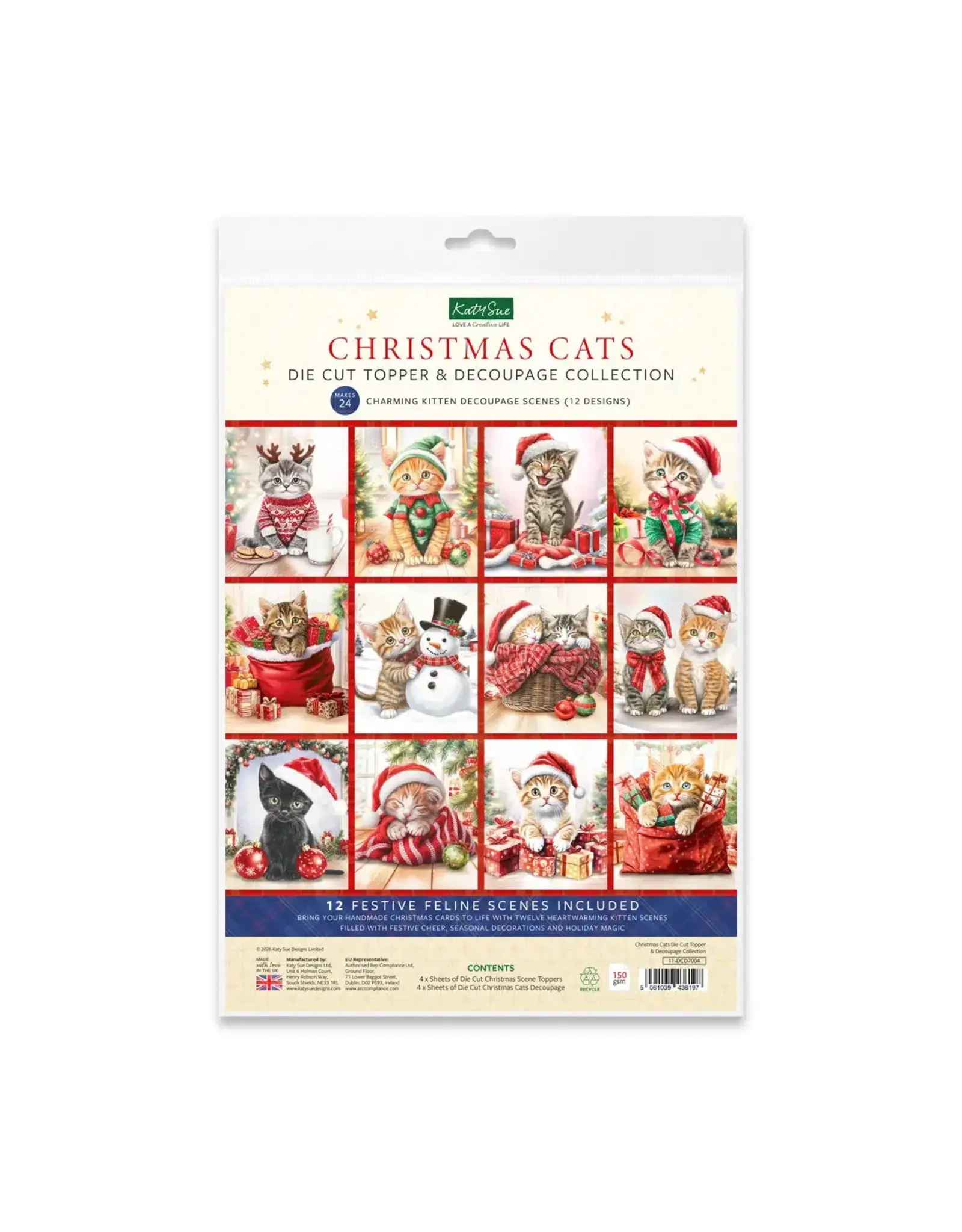 KATY SUE KATY SUE CHRISTMAS CATS DIE CUT TOPPER & DECOUPAGE COLLECTION