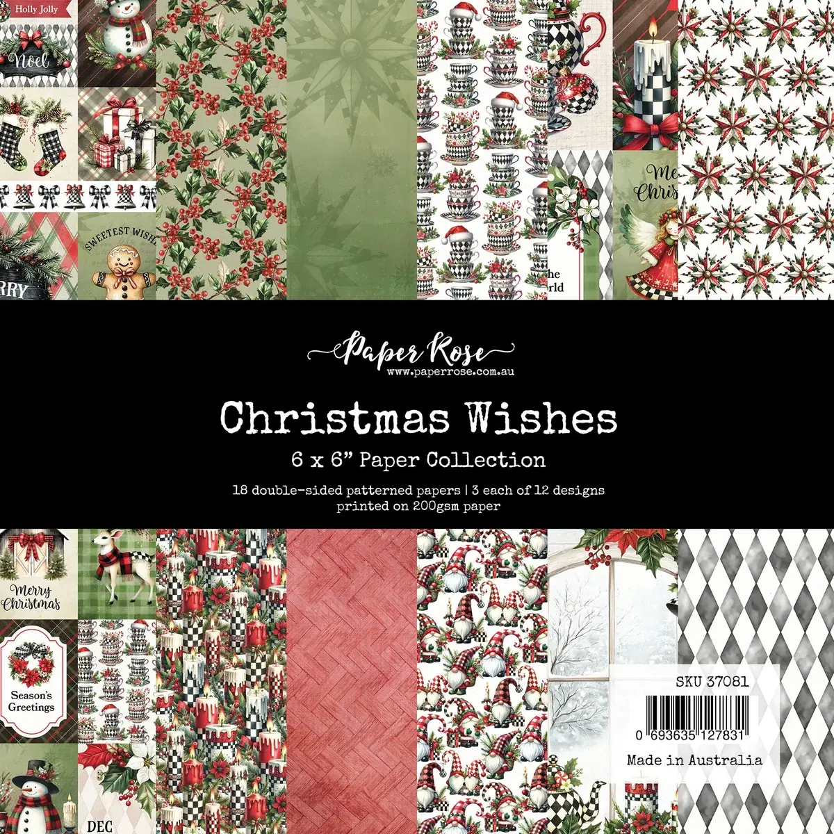 PAPER ROSE PAPER ROSE CHRISTMAS WISHES 6x6 PAPER COLLECTION