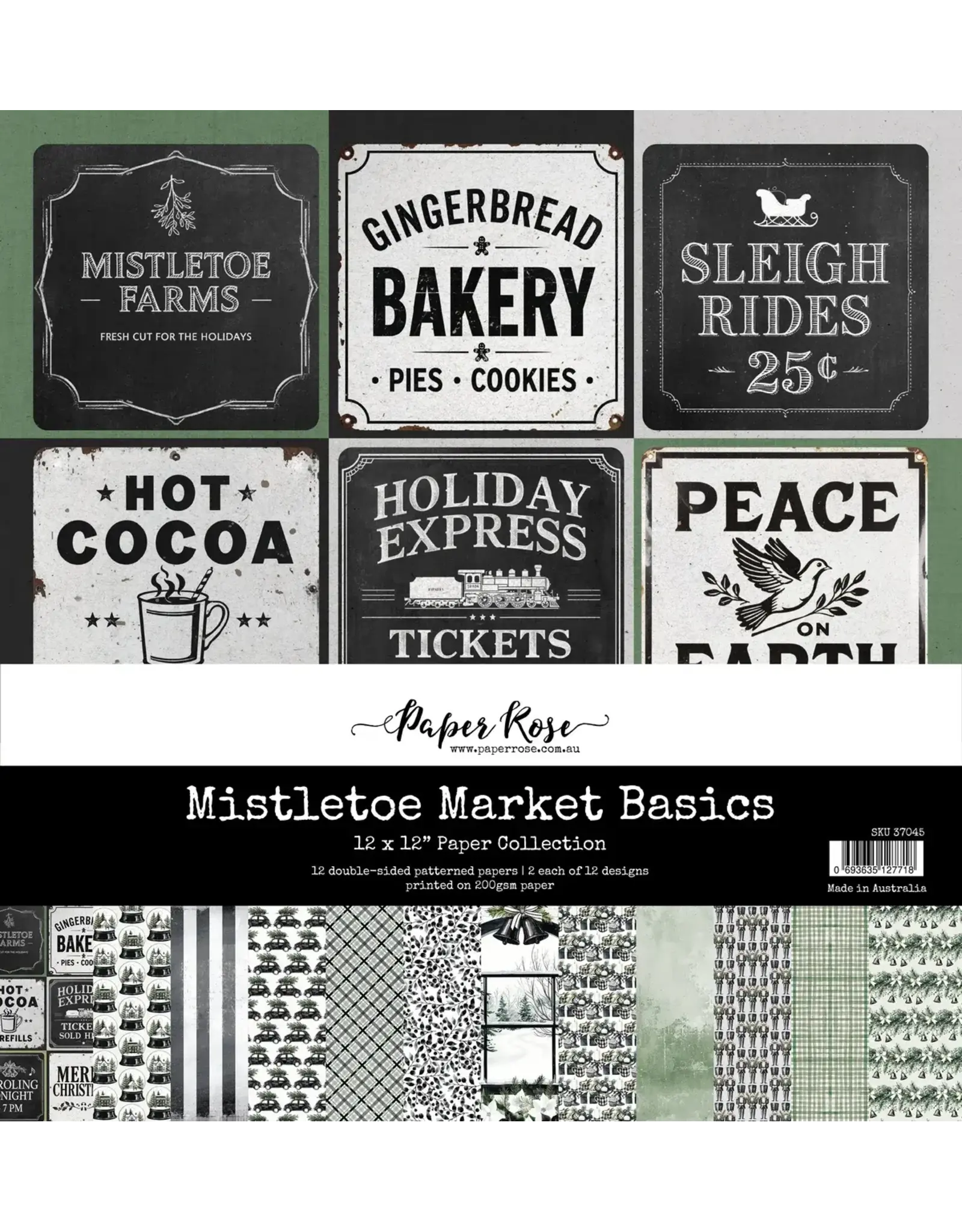 PAPER ROSE PAPER ROSE MISTLETOE MARKET 12x12 BASICS PAPER COLLECTION
