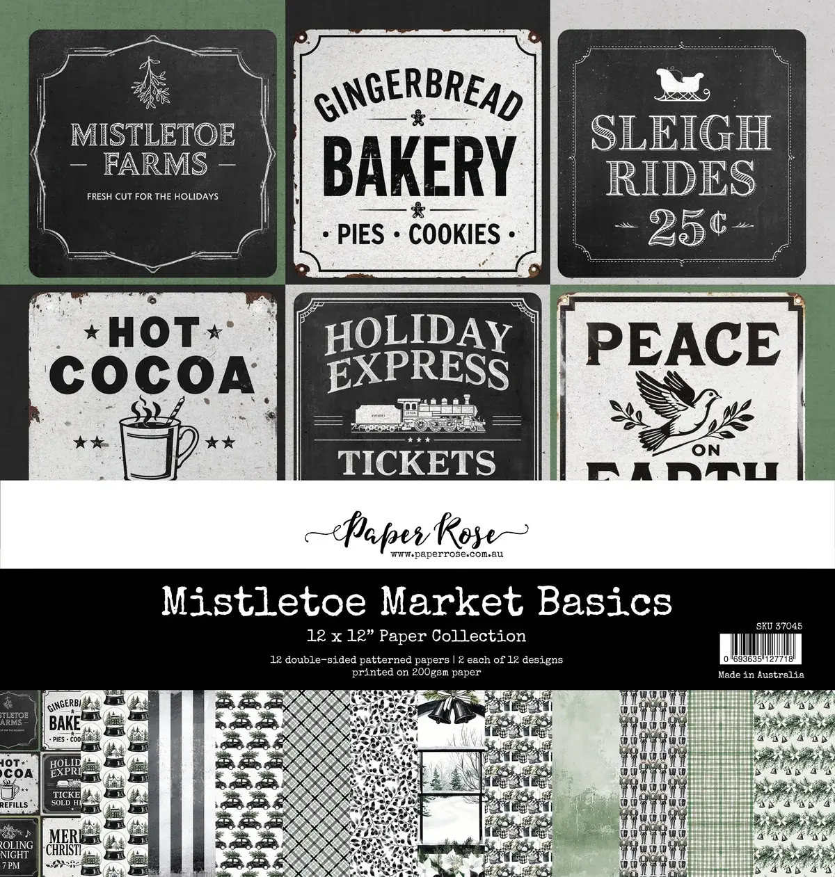 PAPER ROSE PAPER ROSE MISTLETOE MARKET 12x12 BASICS PAPER COLLECTION