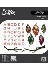 SIZZIX SIZZIX TIM HOLTZ THINLITS VAULT LEAVES + STICKS DIE SET