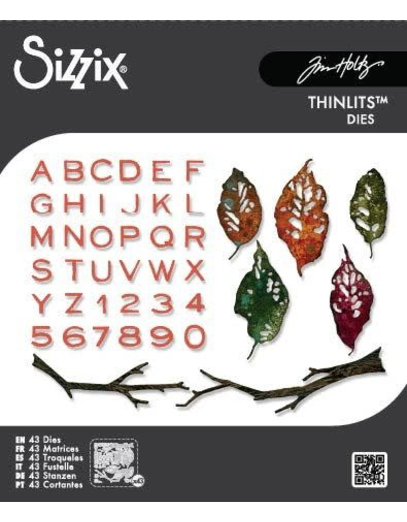 SIZZIX SIZZIX TIM HOLTZ THINLITS VAULT LEAVES + STICKS DIE SET