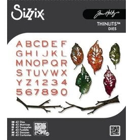 SIZZIX SIZZIX TIM HOLTZ THINLITS VAULT LEAVES + STICKS DIE SET
