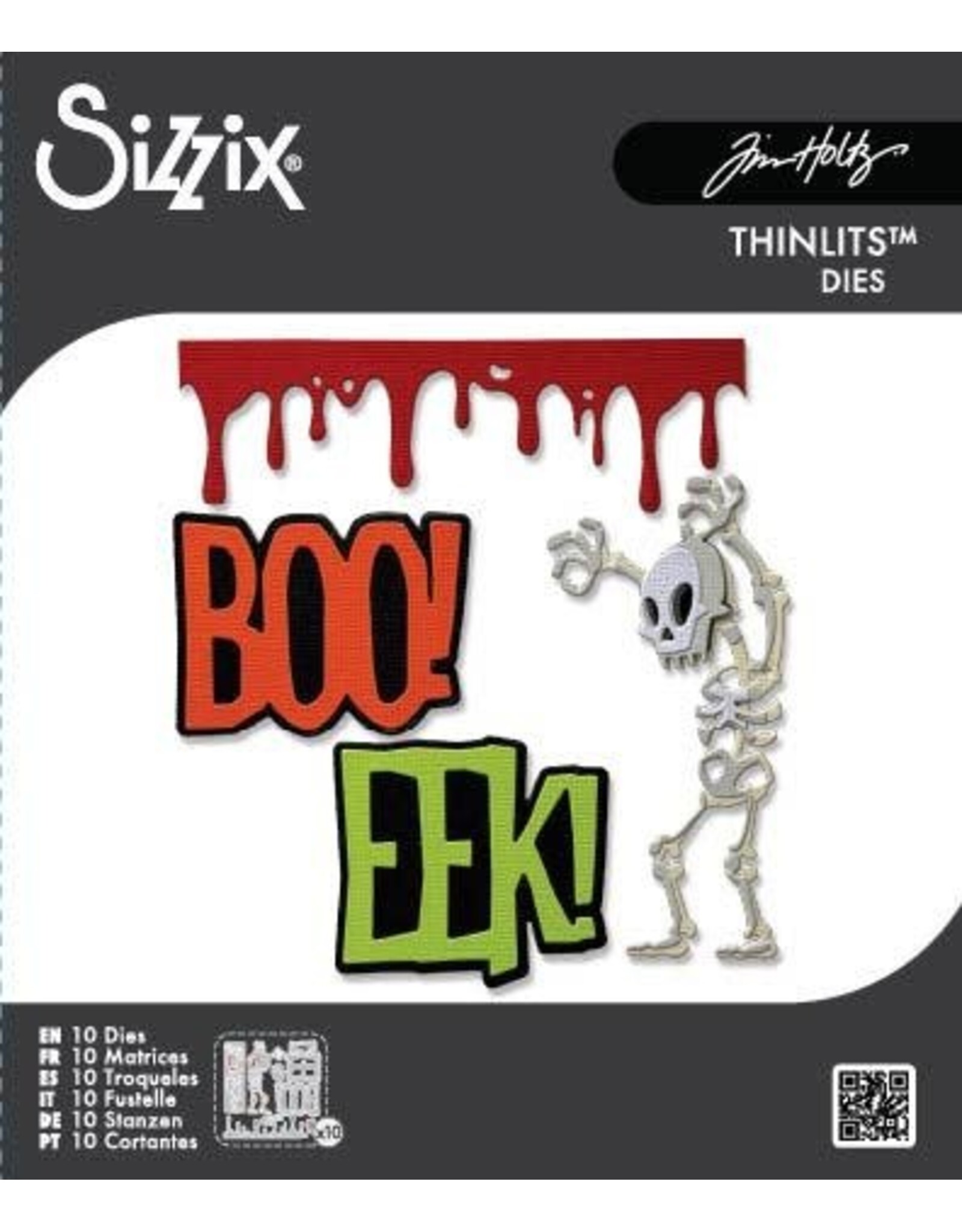 SIZZIX SIZZIX TIM HOLTZ THINLITS VAULT FRIGHTS + BONES DIE SET