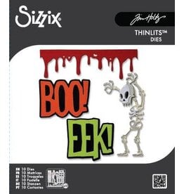 SIZZIX SIZZIX TIM HOLTZ THINLITS VAULT FRIGHTS + BONES DIE SET