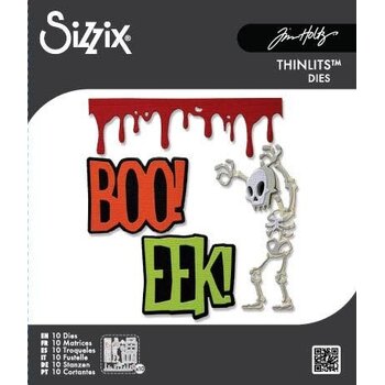 SIZZIX SIZZIX TIM HOLTZ THINLITS VAULT FRIGHTS + BONES DIE SET