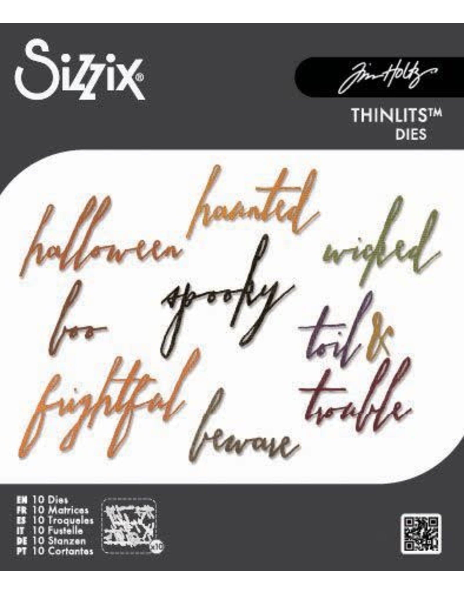 SIZZIX SIZZIX TIM HOLTZ THINLITS HALLOWEEN WORDS/HANDWRITTEN DIE SET