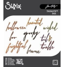 SIZZIX SIZZIX TIM HOLTZ THINLITS HALLOWEEN WORDS/HANDWRITTEN DIE SET