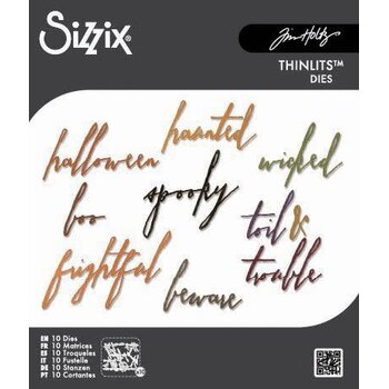SIZZIX SIZZIX TIM HOLTZ THINLITS HALLOWEEN WORDS/HANDWRITTEN DIE SET