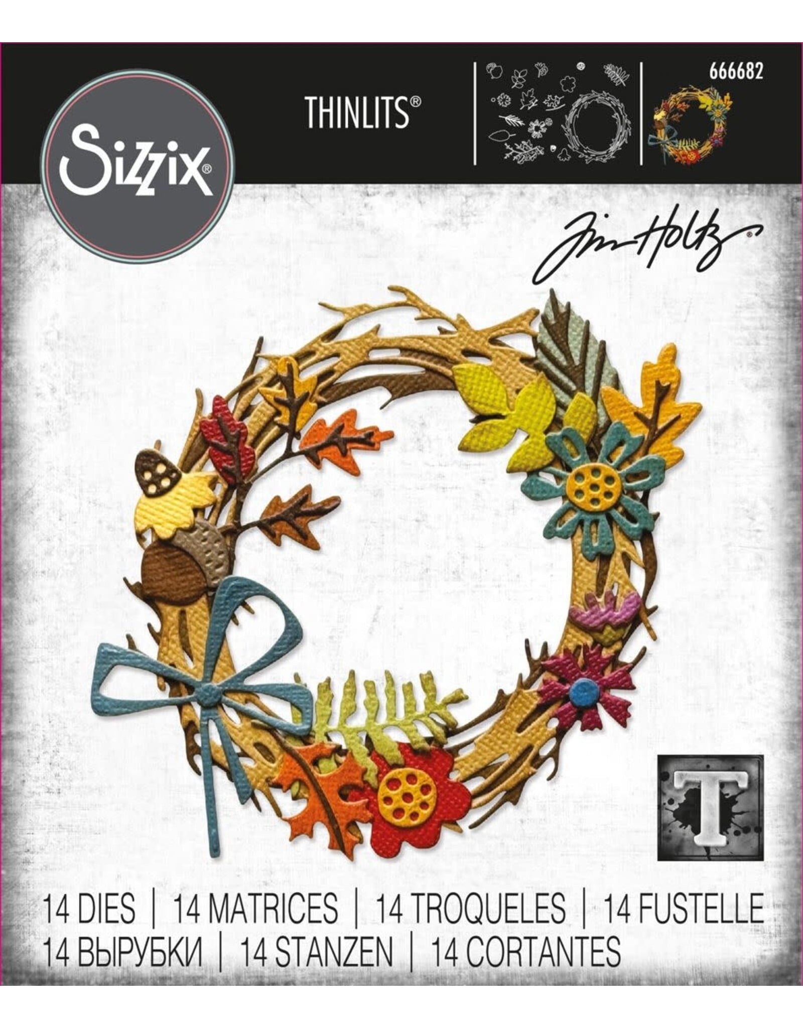 SIZZIX SIZZIX TIM HOLTZ THINLITS VAULT FOLIAGE WREATH DIE SET