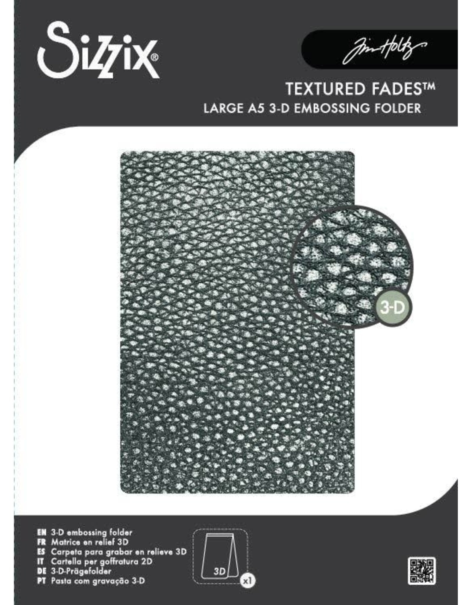SIZZIX SIZZIX TIM HOLTZ 3D TEXTURE FADES CRACKED LEATHER LARGE A5 EMBOSSING FOLDER