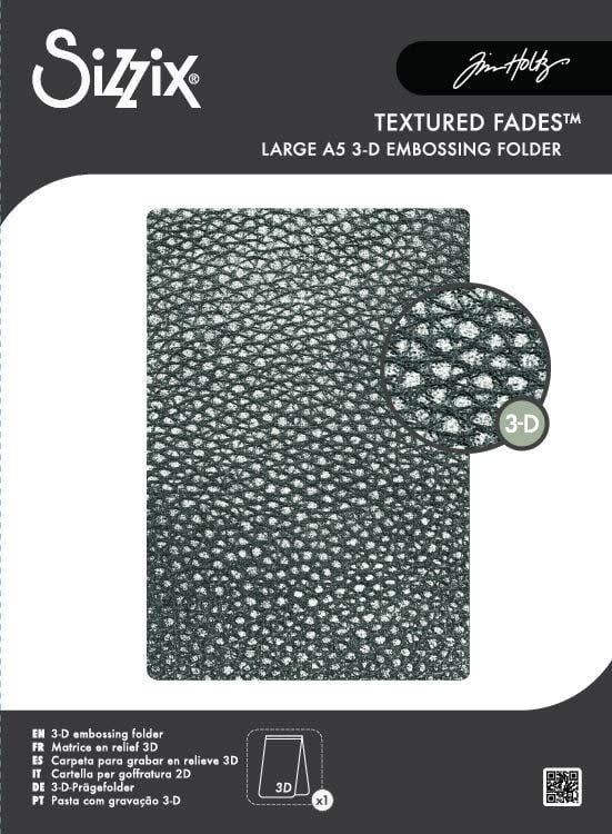 SIZZIX SIZZIX TIM HOLTZ 3D TEXTURE FADES CRACKED LEATHER LARGE A5 EMBOSSING FOLDER