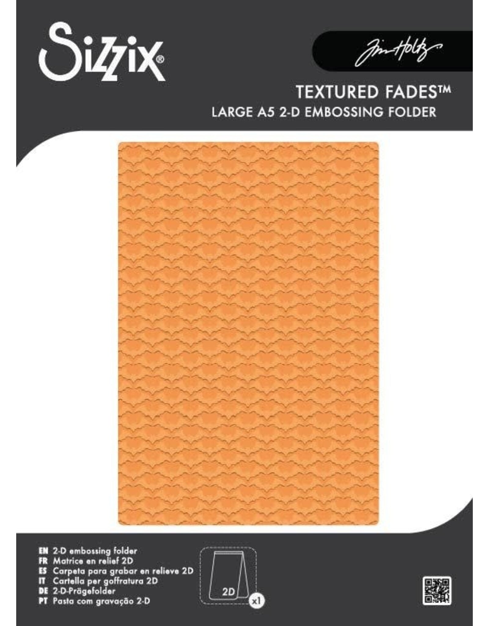 SIZZIX SIZZIX TIM HOLTZ 2D TEXTURE FADES VAULT BATGROUND LARGE A5 EMBOSSING FOLDER
