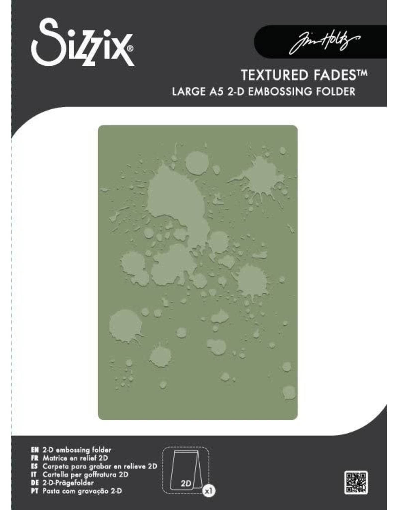 SIZZIX SIZZIX TIM HOLTZ 2D TEXTURE FADES VAULT INK SPLATS LARGE A5 EMBOSSING FOLDER