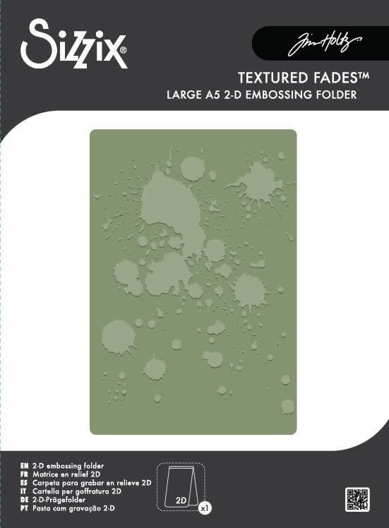 SIZZIX SIZZIX TIM HOLTZ 2D TEXTURE FADES VAULT INK SPLATS LARGE A5 EMBOSSING FOLDER