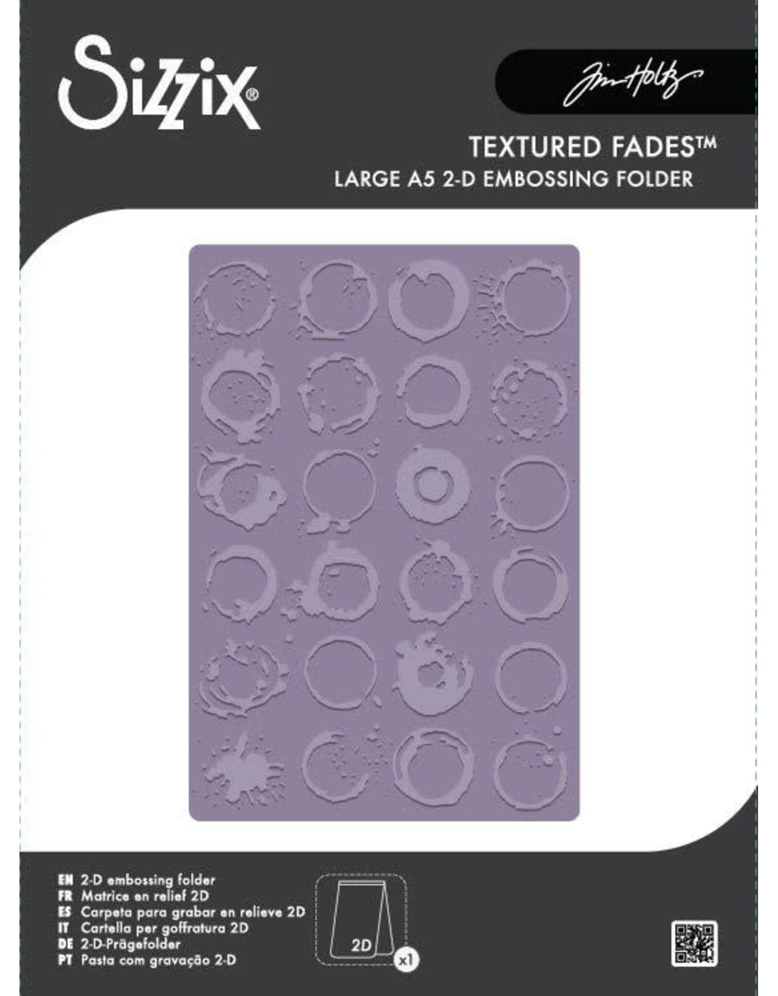 SIZZIX SIZZIX TIM HOLTZ 2D TEXTURE FADES VAULT RINGER LARGE A5 EMBOSSING FOLDER