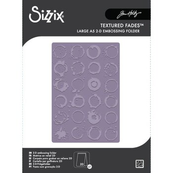 SIZZIX SIZZIX TIM HOLTZ 2D TEXTURE FADES VAULT RINGER LARGE A5 EMBOSSING FOLDER