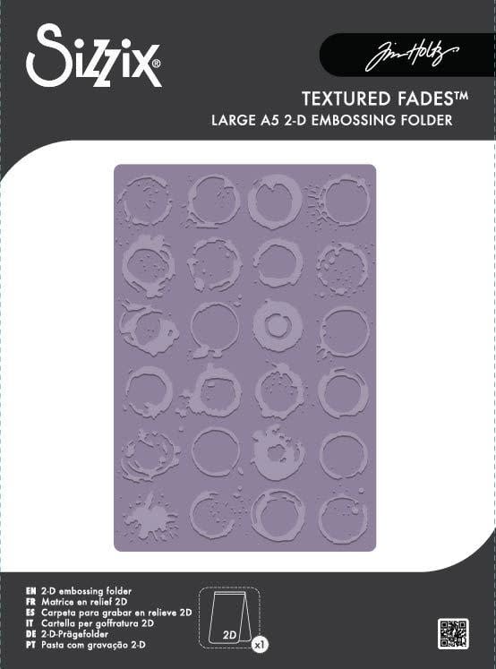 SIZZIX SIZZIX TIM HOLTZ 2D TEXTURE FADES VAULT RINGER LARGE A5 EMBOSSING FOLDER