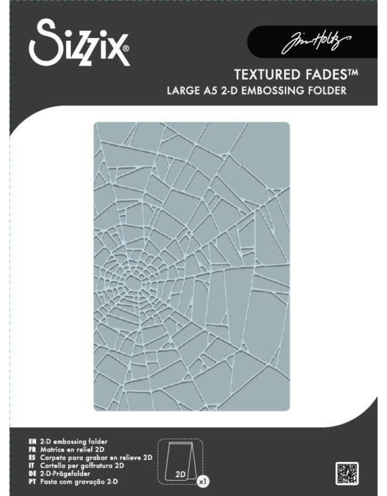 SIZZIX SIZZIX TIM HOLTZ 2D TEXTURE FADES VAULT COBWEB LARGE A5 EMBOSSING FOLDER