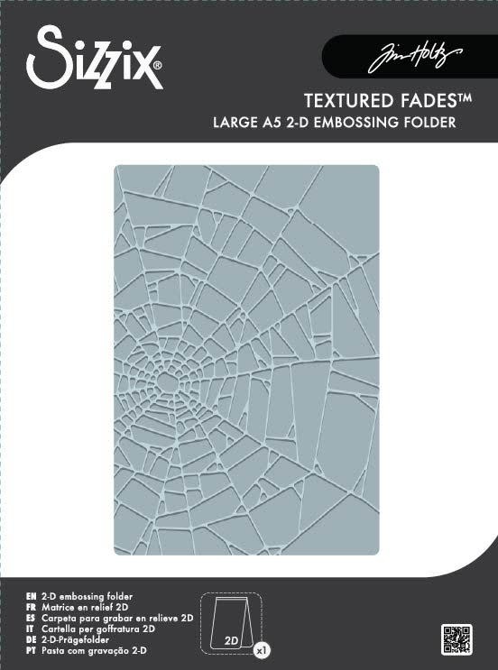 SIZZIX SIZZIX TIM HOLTZ 2D TEXTURE FADES VAULT COBWEB LARGE A5 EMBOSSING FOLDER