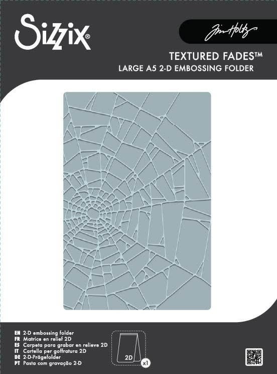SIZZIX SIZZIX TIM HOLTZ 2D TEXTURE FADES VAULT COBWEB LARGE A5 EMBOSSING FOLDER