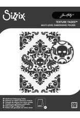 SIZZIX SIZZIX TIM HOLTZ MULTI-LEVEL TEXTURE FADES VAULT SKULL A6 EMBOSSING FOLDER
