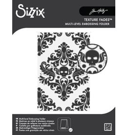 SIZZIX SIZZIX TIM HOLTZ MULTI-LEVEL TEXTURE FADES VAULT SKULL A6 EMBOSSING FOLDER