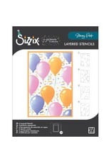 SIZZIX SIZZIX BIRTHDAY BALLOONS A6 LAYERED STENCIL SET 4/PK