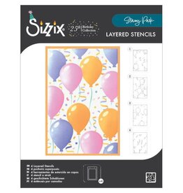 SIZZIX SIZZIX BIRTHDAY BALLOONS A6 LAYERED STENCIL SET 4/PK