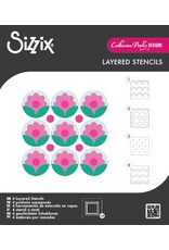 SIZZIX SIZZIX CATHERINE POOLER DAISY LAYERED STENCIL SET 4/PK