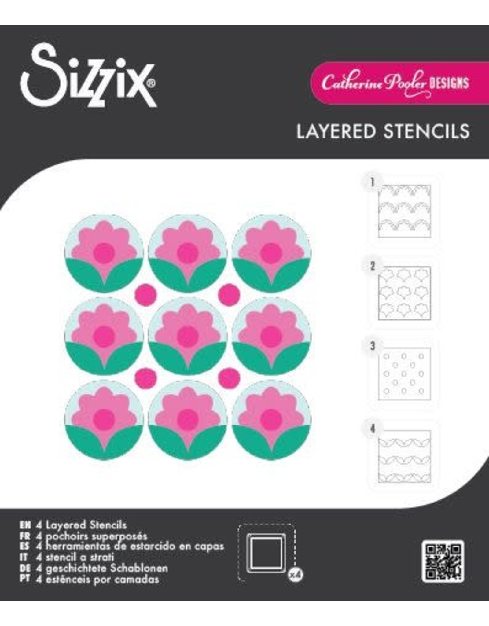 SIZZIX SIZZIX CATHERINE POOLER DAISY LAYERED STENCIL SET 4/PK