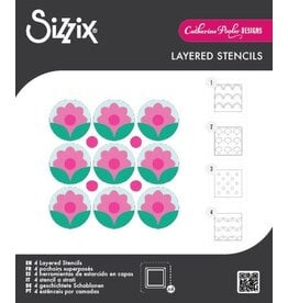 SIZZIX SIZZIX CATHERINE POOLER DAISY LAYERED STENCIL SET 4/PK