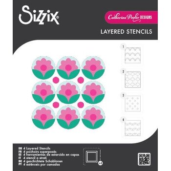 SIZZIX SIZZIX CATHERINE POOLER DAISY LAYERED STENCIL SET 4/PK