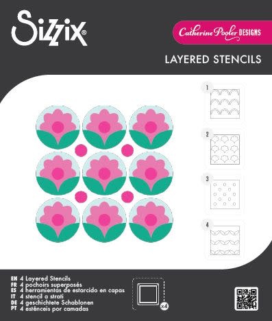 SIZZIX SIZZIX CATHERINE POOLER DAISY LAYERED STENCIL SET 4/PK