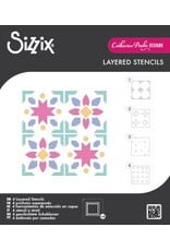 SIZZIX SIZZIX CATHERINE POOLER PATCHWORK TILE LAYERED STENCIL SET 4/PK
