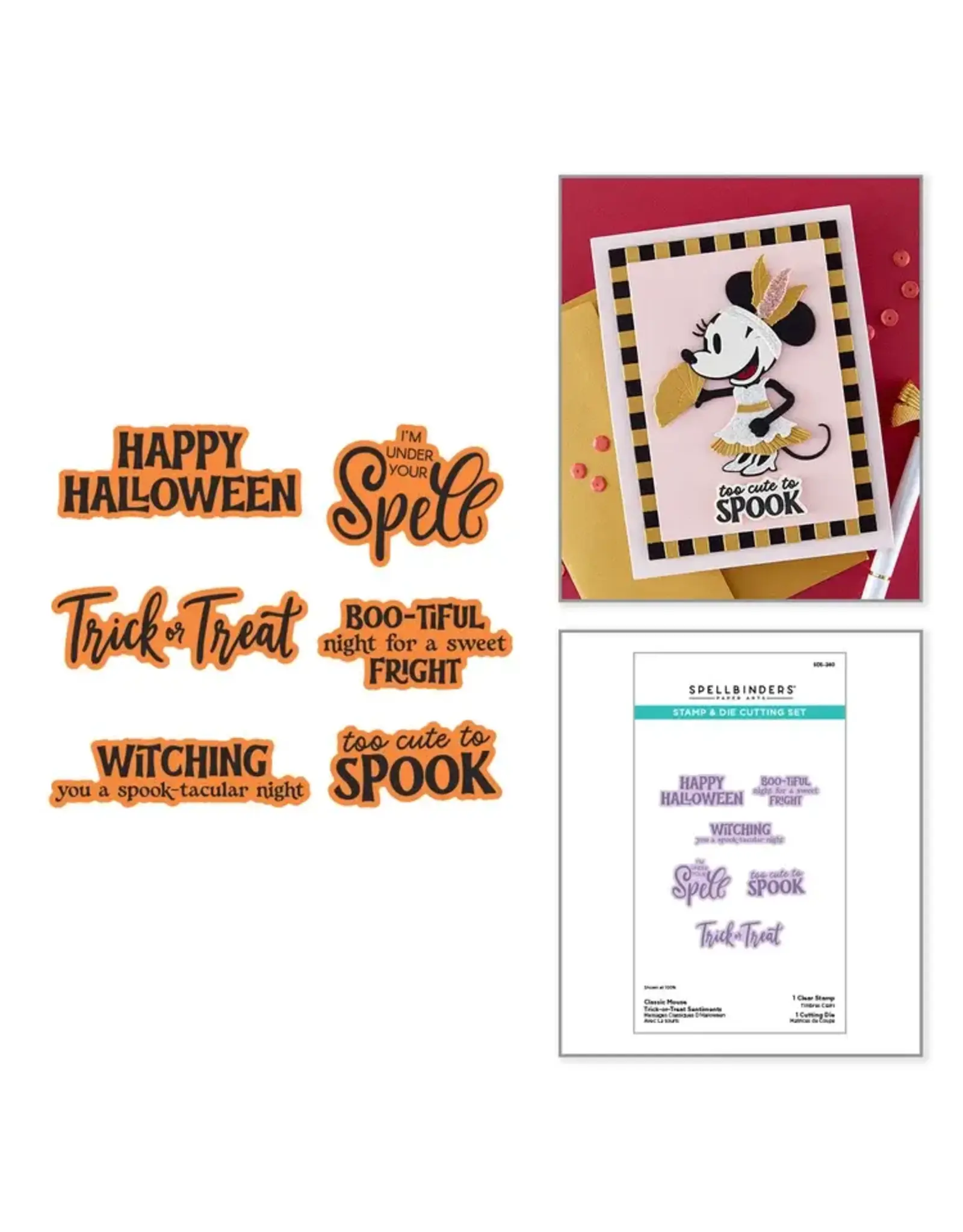 SPELLBINDERS SPELLBINDERS CLASSIC MOUSE TRICK-OR-TREAT SENTIMENTS CLEAR STAMP & DIE SET