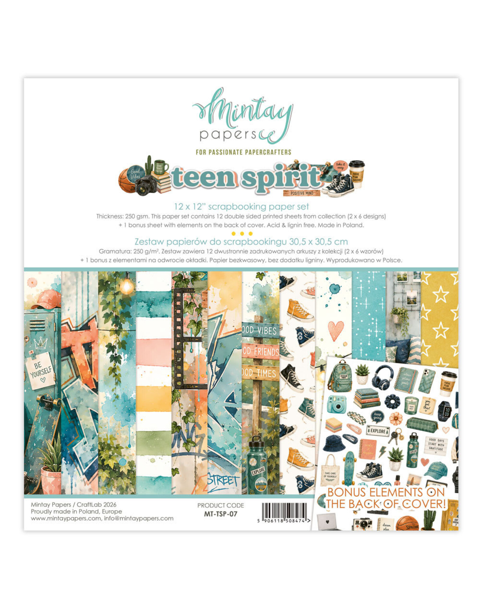 MINTAY MINTAY TEEN SPIRIT COLLECTION 12X12 12 FEUILLES + BONUS