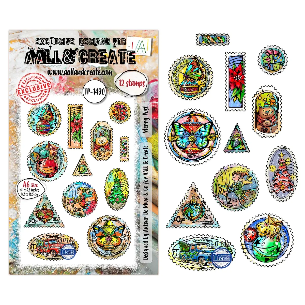 AALL & CREATE AALL & CREATE AUTOUR DE MWA #1490 MERRY POST A6 CLEAR STAMP SET